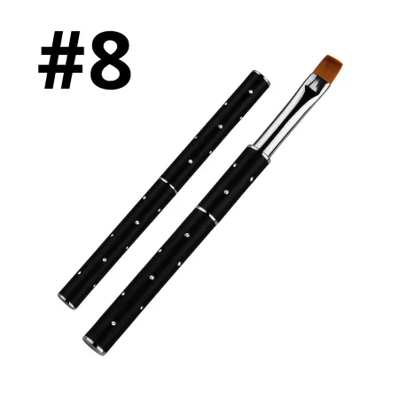 Pędzelek do żelu składany z cyrkoniami #8 – czarny | NILO Perfect Nails